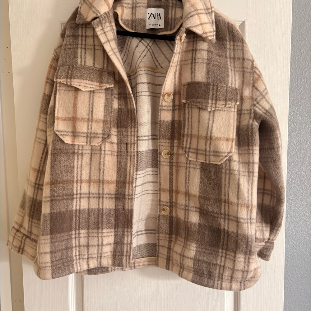 Zara Kids Checkered Coat - Brown and Cream